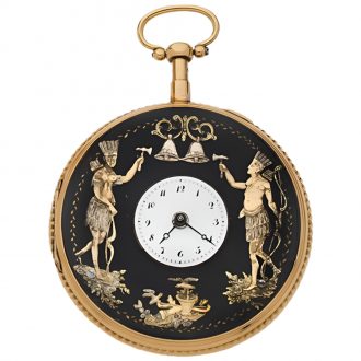Swiss 18K yellow gold repeating watch with automata Circa 1815