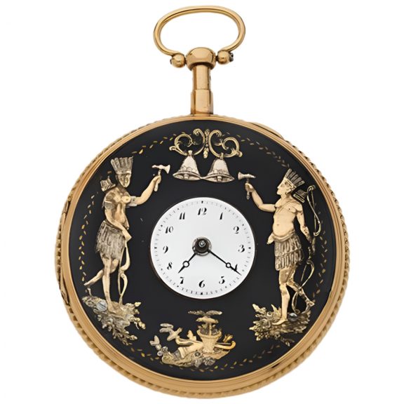 Swiss 18K yellow gold repeating watch with automata Circa 1815