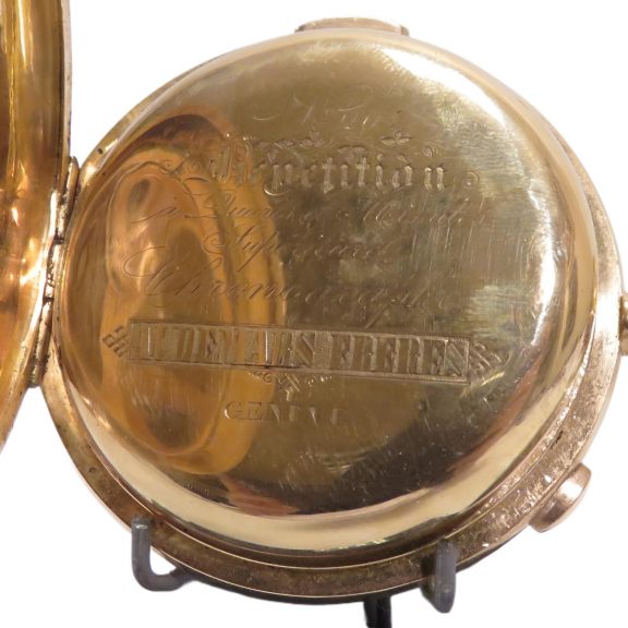 Swiss 18K gold minute repeating chronograph watch Circa 1900 Swiss 18K gold minute repeating chronograph watch Circa 1900