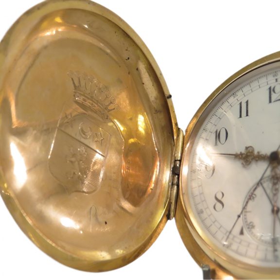 Swiss 18K gold minute repeating chronograph watch Circa 1900 Swiss 18K gold minute repeating chronograph watch Circa 1900