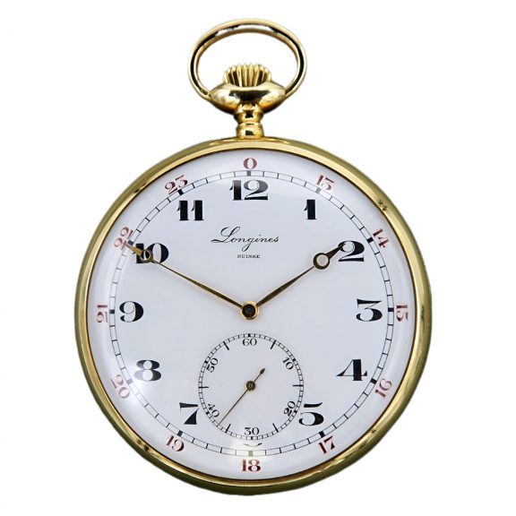 Fine Swiss 18K yellow gold keyless pocket watch Circa 1920