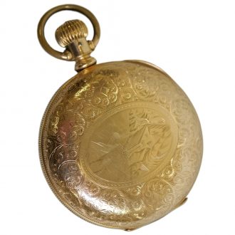 Fine American 18K gold hunting cased lever watch Circa 1890