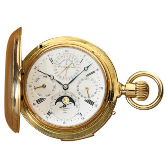 Swiss repeating calendar watch with moon phases Circa 1871