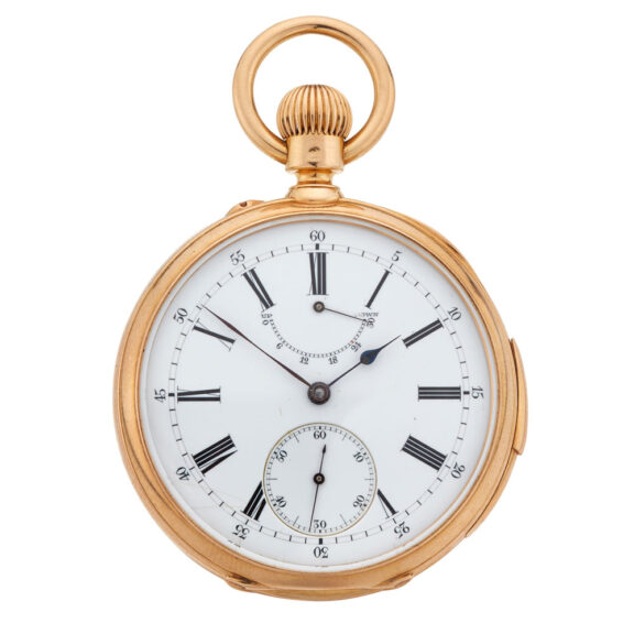 Swiss gold repeating watch with power reserve Circa 1880 Swiss gold repeating watch with power reserve Circa 1880
