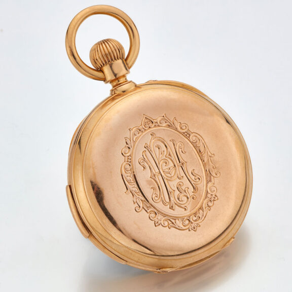 Swiss gold repeating watch with power reserve Circa 1880 Swiss gold repeating watch with power reserve Circa 1880