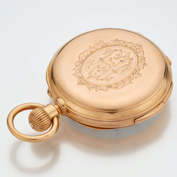 Swiss gold repeating watch with power reserve Circa 1880 Swiss gold repeating watch with power reserve Circa 1880