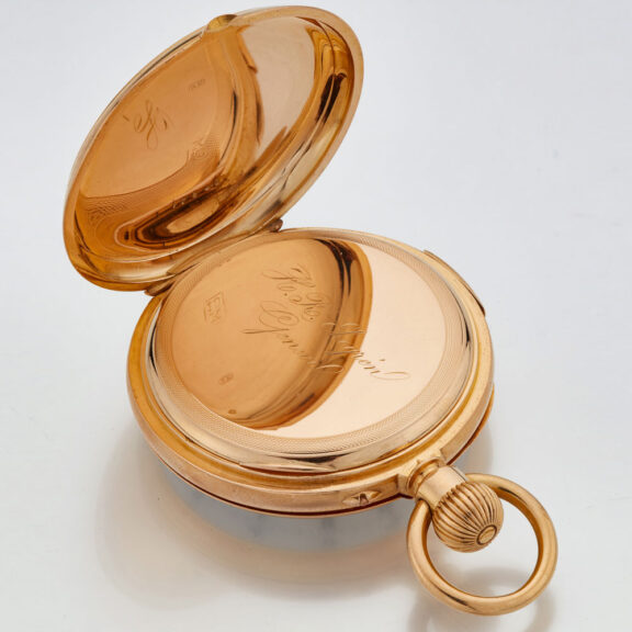 Swiss gold repeating watch with power reserve Circa 1880 Swiss gold repeating watch with power reserve Circa 1880