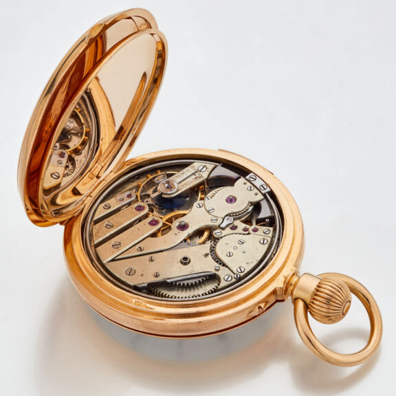 v Swiss gold repeating watch with power reserve Circa 1880