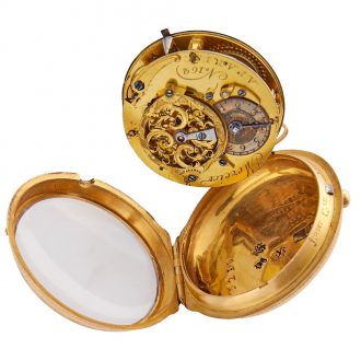 French 18K gold chased and engraved pocket watch Circa 1775