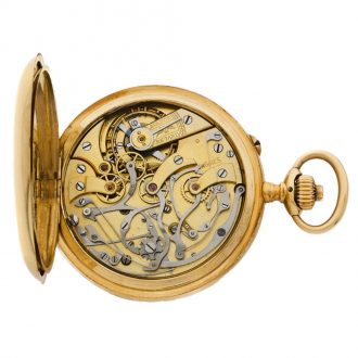 Swiss gold pocket watch with chronograph and counter Circa 1925