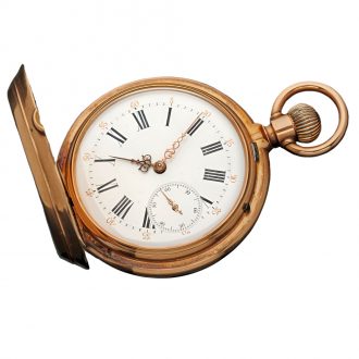 French 18K gold hunting cased lever pocket watch Circa 1900