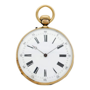 French 18 carat yellow gold open faced pocket watch Circa 1900
