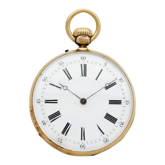French 18 carat yellow gold open faced pocket watch Circa 1900