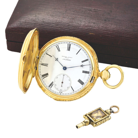Swiss hunting cased pocket chronometer with footed detent escapement Circa 1870