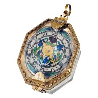 French gold and enamel lobed rock crystal watch Circa 1650