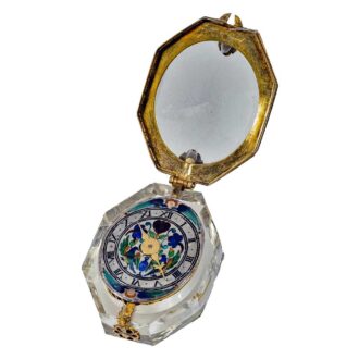 French gold and enamel lobed rock crystal watch Circa 1650
