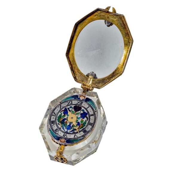 French gold and enamel lobed rock crystal watch Circa 1650 French gold and enamel lobed rock crystal watch Circa 1650