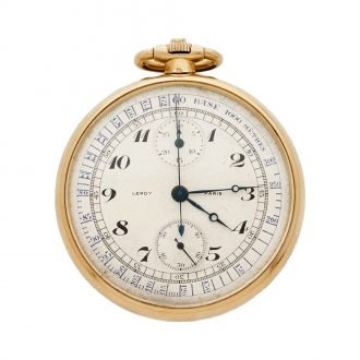 French gold pocket watch with chronograph and tachymeter Circa 1930