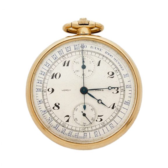 French gold pocket watch with chronograph and tachymeter Circa 1930