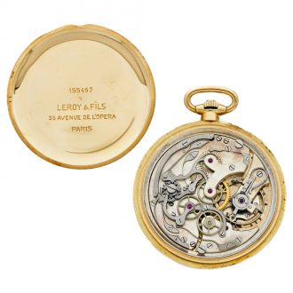 French gold pocket watch with chronograph and tachymeter Circa 1930