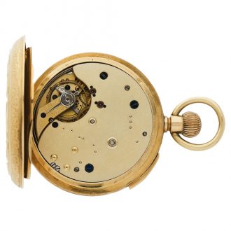 Swiss gold hunting cased repeating automaton Circa 1890