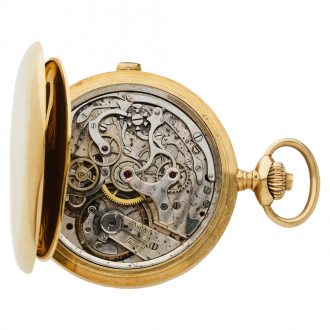 Swiss 18K gold hunting chronograph with register Circa 1890 Swiss 18K gold hunting chronograph with register Circa 1890