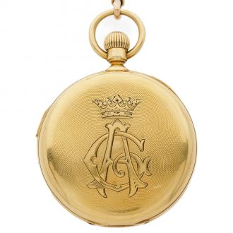 French 18K gold quarter repeating keyless watch Circa 1880 French 18K gold quarter repeating keyless watch Circa 1880