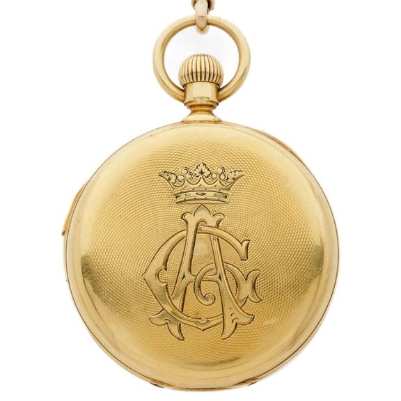 French 18K gold quarter repeating keyless watch Circa 1880 French 18K gold quarter repeating keyless watch Circa 1880