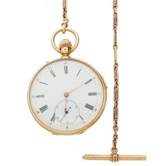 French 18K gold quarter repeating keyless watch Circa 1880 French 18K gold quarter repeating keyless watch Circa 1880