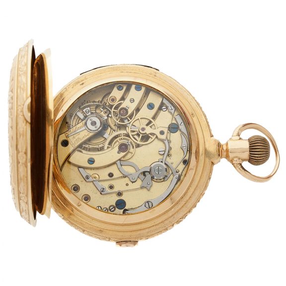 Swiss 18K gold quarter repeating chronograph watch Circa 1900 Swiss 18K gold quarter repeating chronograph watch Circa 1900