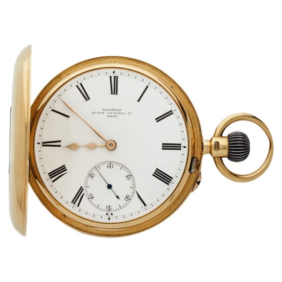English 18 carat gold half hunting cased lever watch Circa 1895 English 18 carat gold half hunting cased lever watch Circa 1895