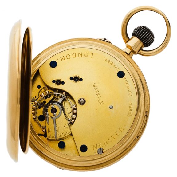 English 18 carat gold half hunting cased lever watch Circa 1895 English 18 carat gold half hunting cased lever watch Circa 1895