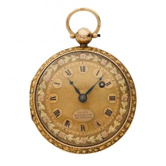 Swiss 18K gold ruby and turquoise set verge watch Circa 1830