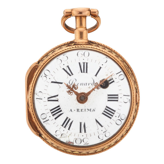 French two colour 18K gold open faced verge Circa 1770 French two colour 18K gold open faced verge Circa 1770