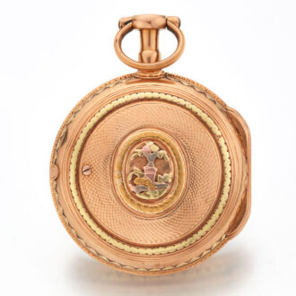 French two colour 18K gold open faced verge Circa 1770 French two colour 18K gold open faced verge Circa 1770