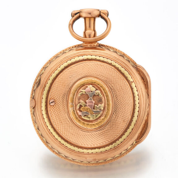French two colour 18K gold open faced verge Circa 1770 French two colour 18K gold open faced verge Circa 1770