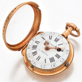 French two colour 18K gold open faced verge Circa 1770 French two colour 18K gold open faced verge Circa 1770