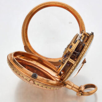 French two colour 18K gold open faced verge Circa 1770 French two colour 18K gold open faced verge Circa 1770