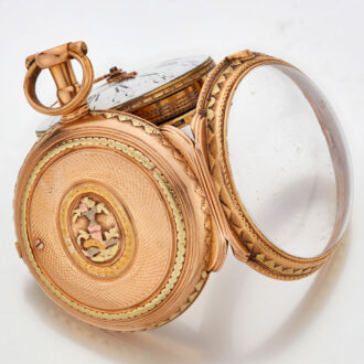 French two colour 18K gold open faced verge Circa 1770 French two colour 18K gold open faced verge Circa 1770