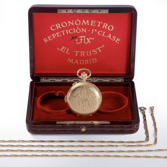 Swiss rose gold hunting cased complicated lever watch Circa 1910 Swiss rose gold hunting cased complicated lever watch Circa 1910