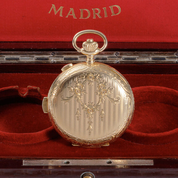 Swiss rose gold hunting cased complicated lever watch Circa 1910 Swiss rose gold hunting cased complicated lever watch Circa 1910