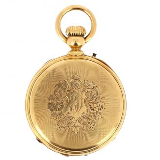 French gold open faced keyless lever pocket watch Circa 1900