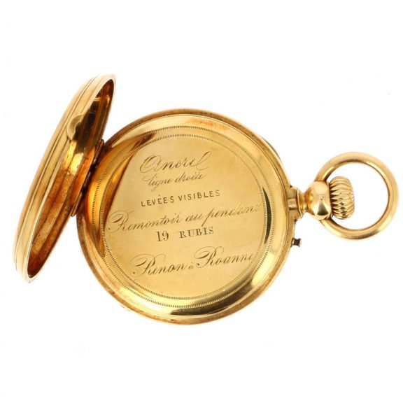 French gold open faced keyless lever pocket watch Circa 1900 French gold open faced keyless lever pocket watch Circa 1900