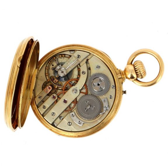 French gold open faced keyless lever pocket watch Circa 1900 French gold open faced keyless lever pocket watch Circa 1900