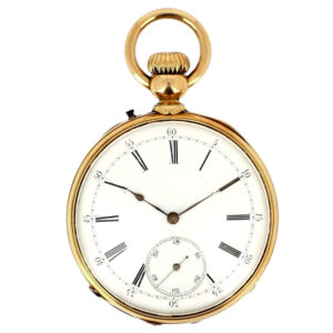 French gold open faced keyless lever pocket watch Circa 1900