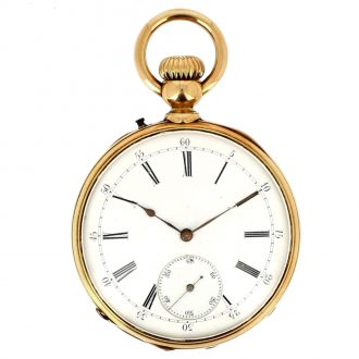 French gold open faced keyless lever pocket watch Circa 1900