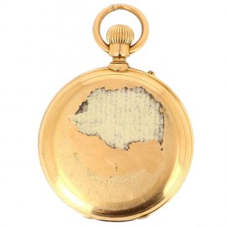 French 18K gold open faced keyless pocket watch Circa 1900