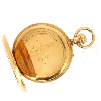 French 18K gold open faced keyless pocket watch Circa 1900