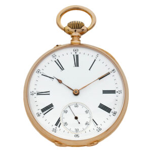 Swiss 18 carat rose gold keyless open faced lever watch Circa 1900