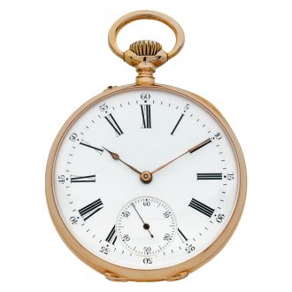 Swiss 18 carat rose gold keyless open faced lever watch Circa 1900